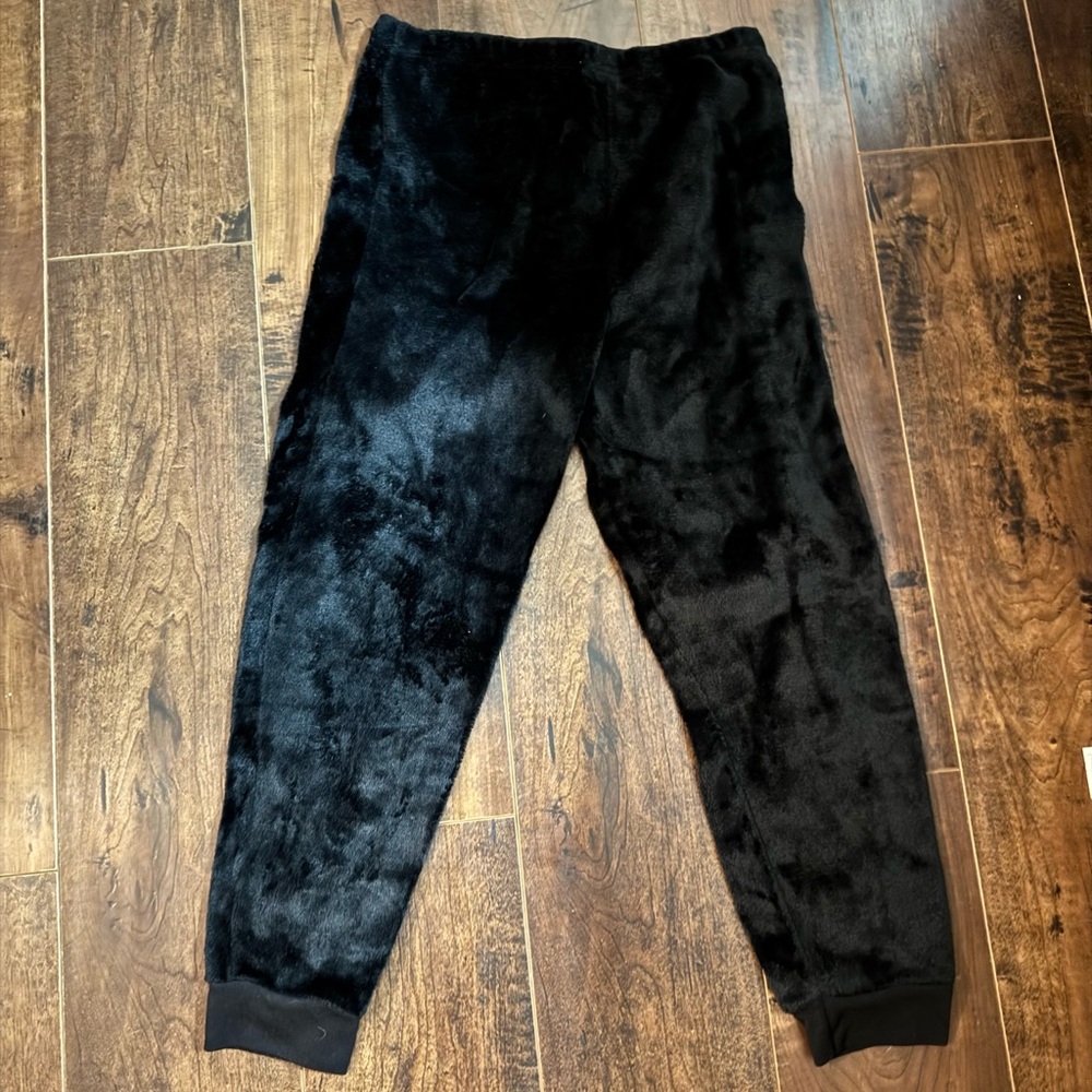 Black Faux Fur Joggers